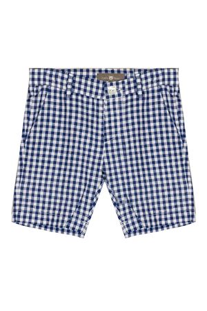 Bermuda a quadri in cotone e lino blu e bianco LITTLE BEAR KIDS | 3218QUADROBLU